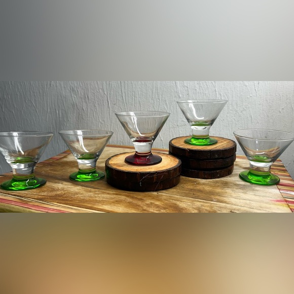 Vintage Libbey set of 5 Red and Green Base Cocktail Glasses Double
Shot Cordial - Picture 6 of 8